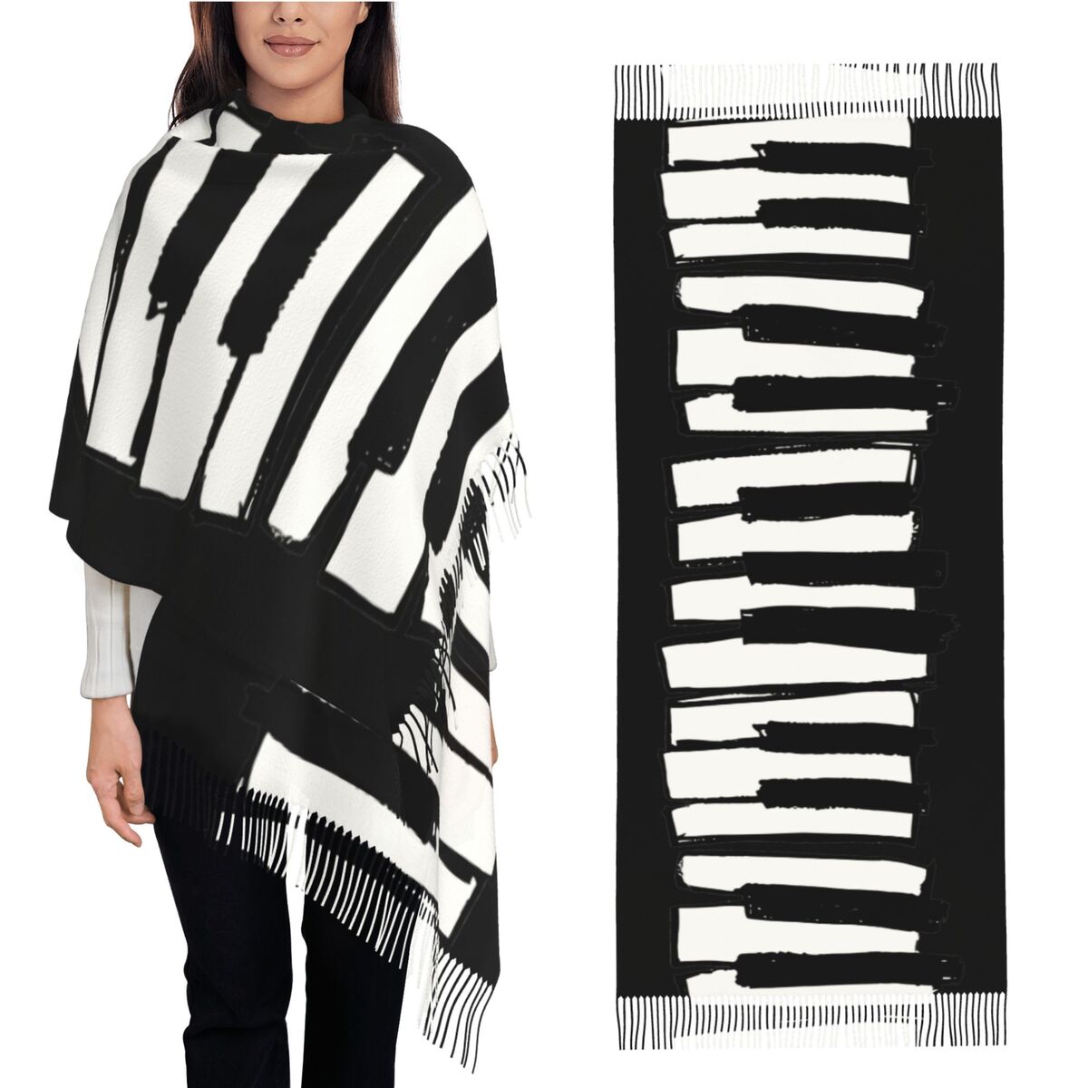 Pashmina Wrap Large - أضيق الحدود مفاتيح البيانو وشاح للمرأة
