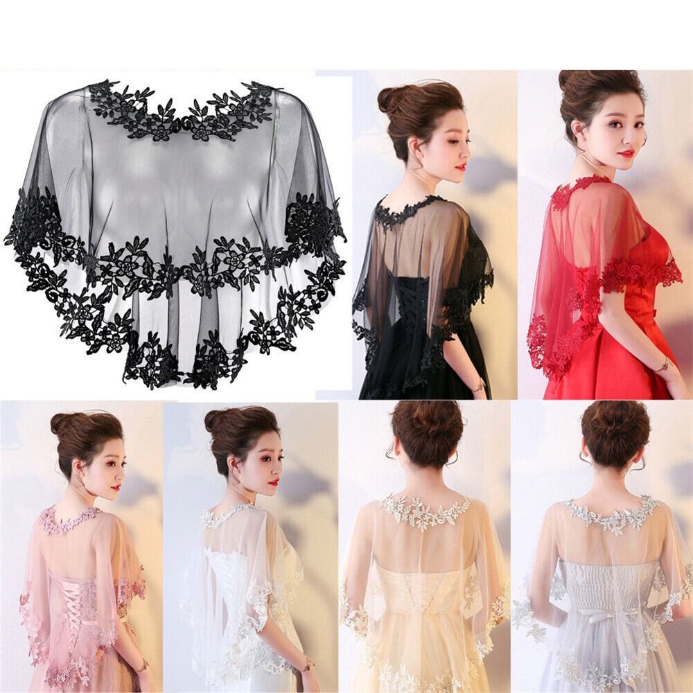 Stole Wedding Shawl - أزياء من الدانتل قصيرة الأكمام تتغاضى