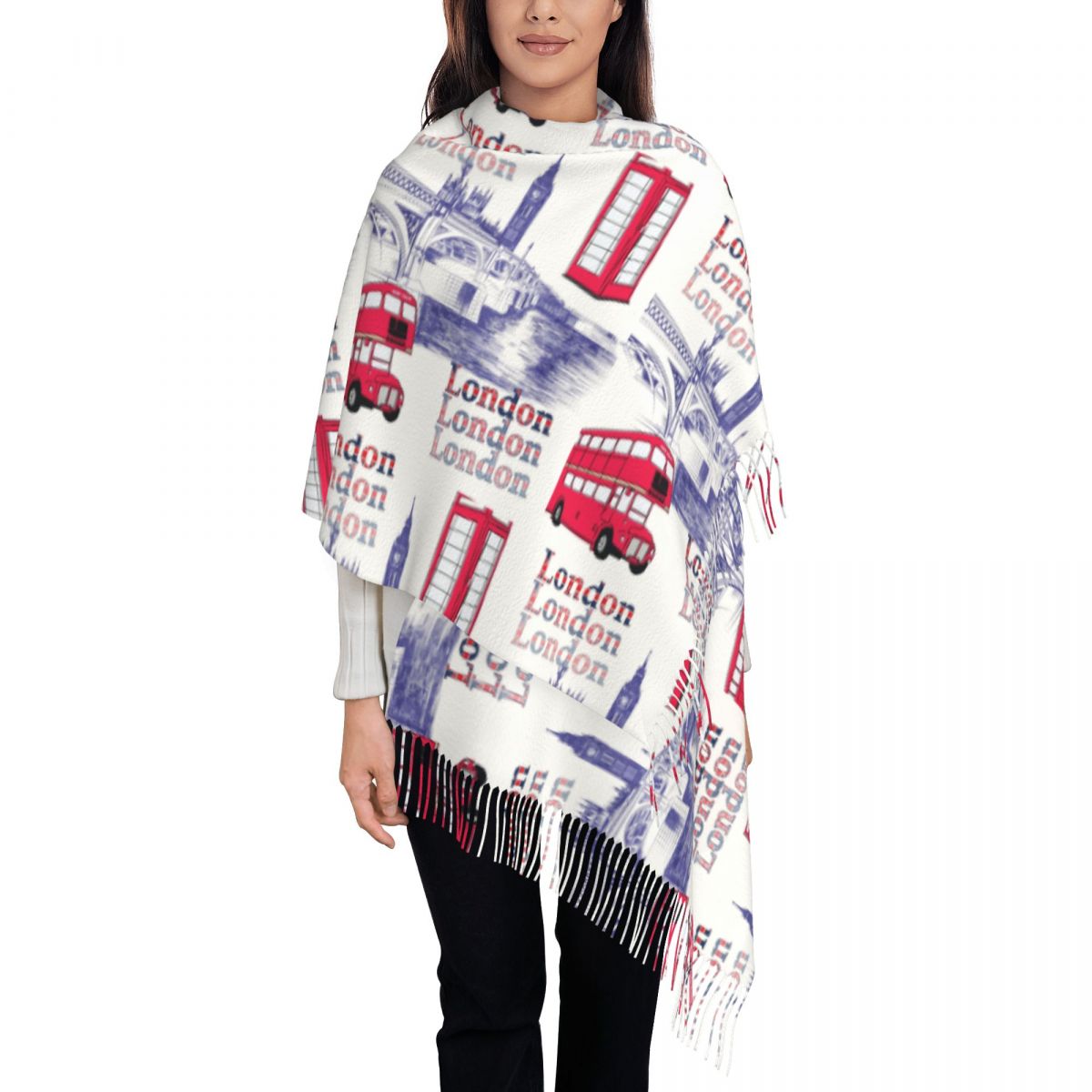 Pashmina Wrap Large - لندن إنجلترا مشاهد شالات يلتف شتاء