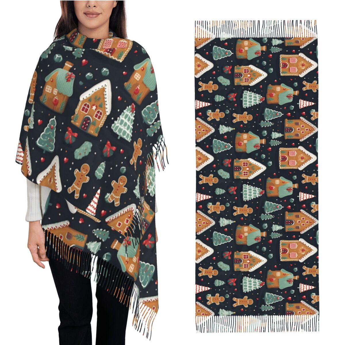 Pashmina Wrap Large - فرحة عيد الميلاد - خبز الزنجبيل