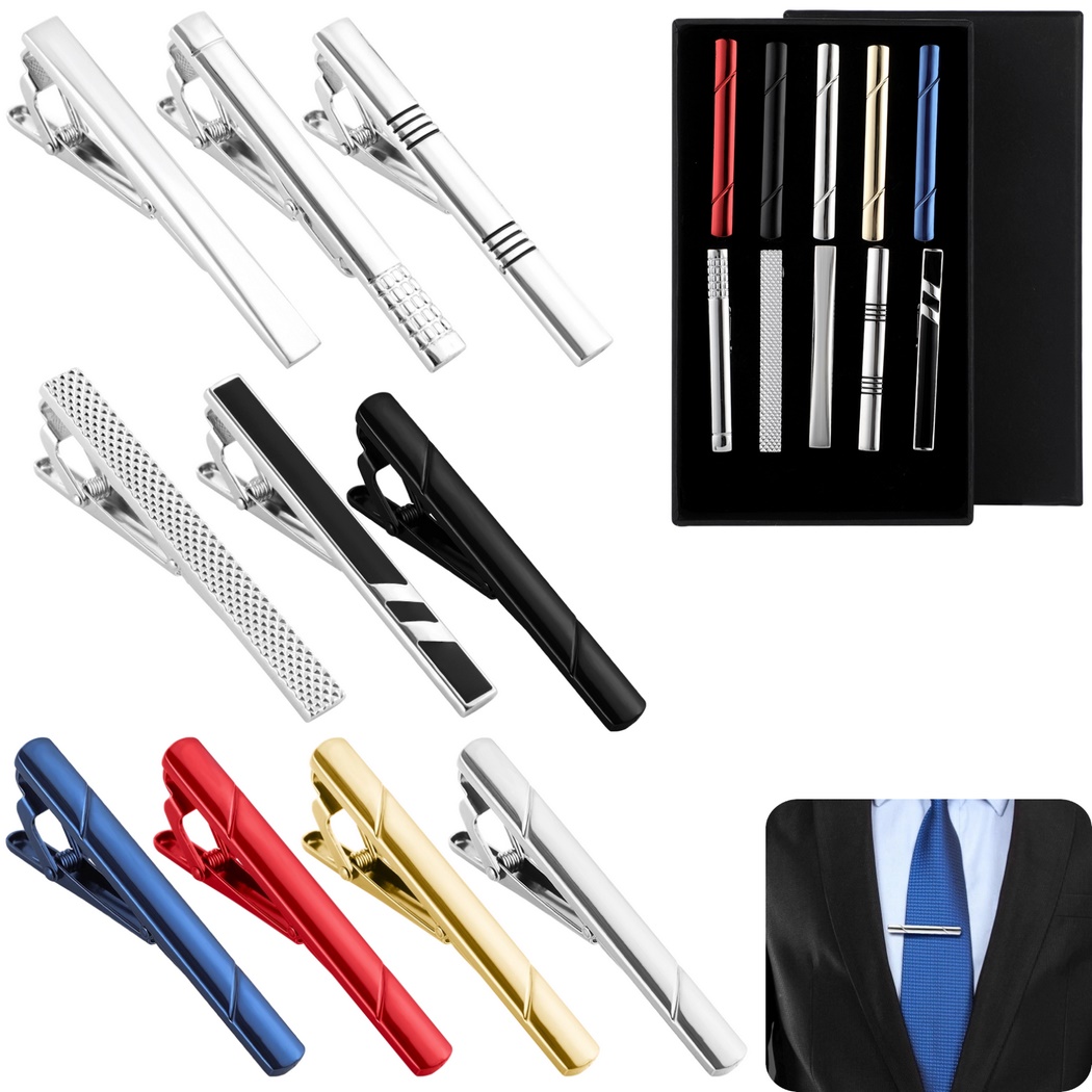 Tie Bar Set Gift - 10 قطع مشابك ربطة عنق للرجال،