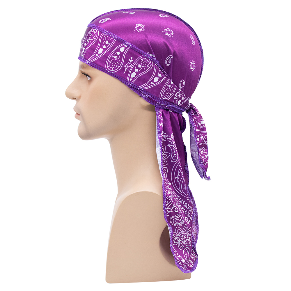 Bandana Doo Rag - وشاح حريري طويل الذيل للجنسين، قبعة