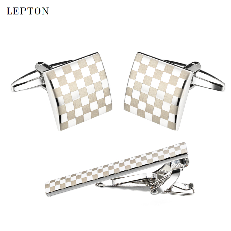 Tie Bar Set Gift - Lepton كلاسيكي ساحة ليزر رجالي أزرار