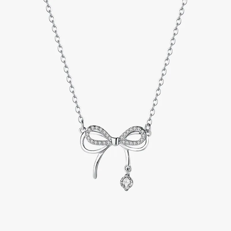 Tie Clip Silver - المال الحقيقي 925 فضة المرأة قلادة
