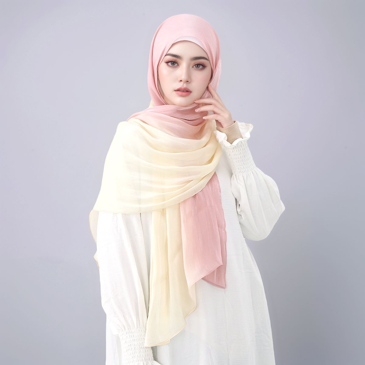 Head Wrap Turban - التدرج وميض الحرير الحجاب وشاح المرأة