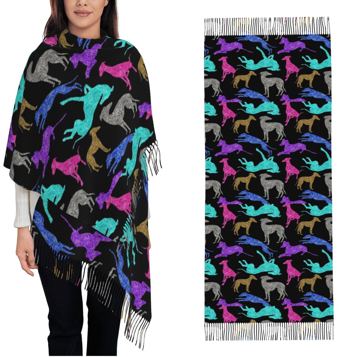 Pashmina Wrap Large - Greyt السلوقي كومبو وشاح شالات الباشمينا