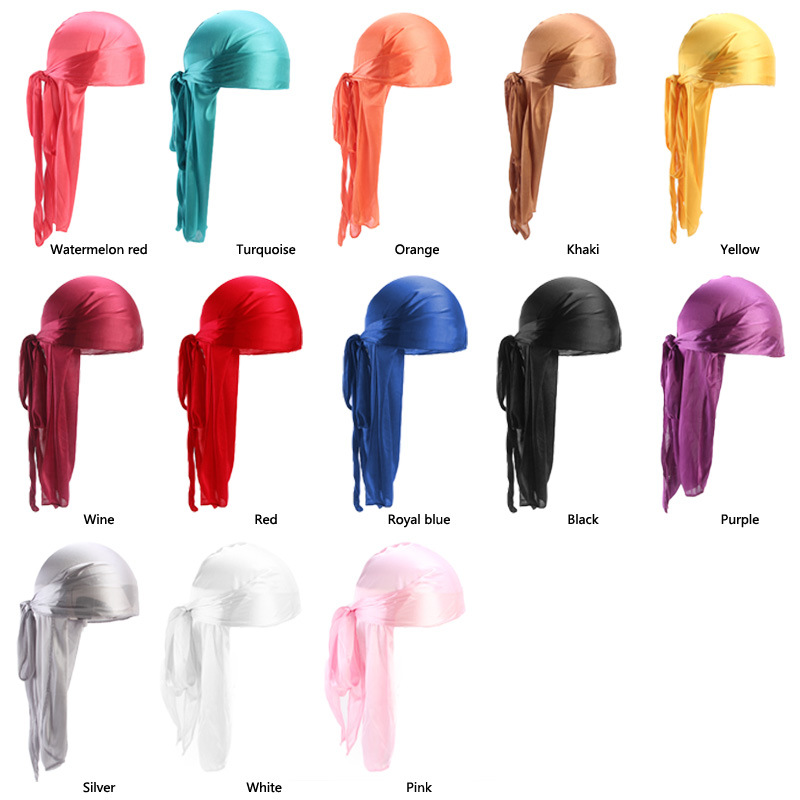 Bandana Doo Rag - الرجال حريري Durags عصابات قبعة عمامة