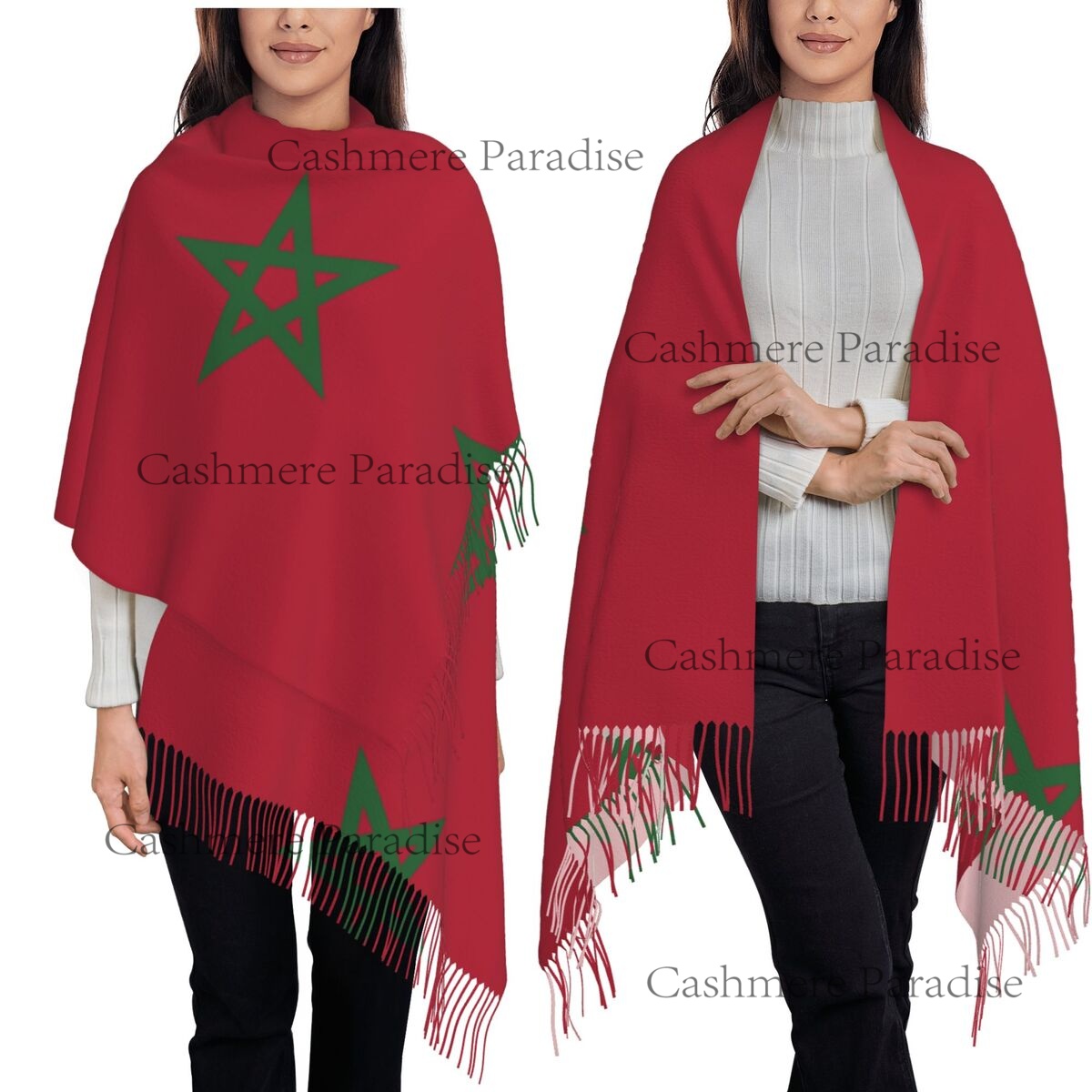 Infinity Scarf Knit - المغرب العلم المرأة الشتاء الدافئ إنفينيتي