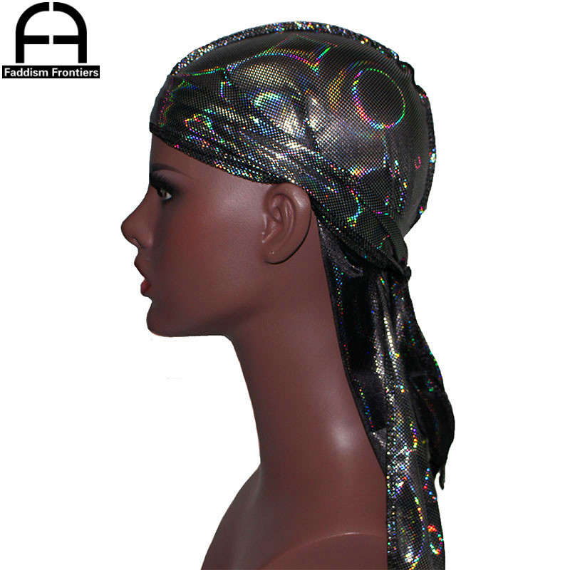 Bandana Doo Rag - جديد الرجال الملونة سباركلي حريري Durags