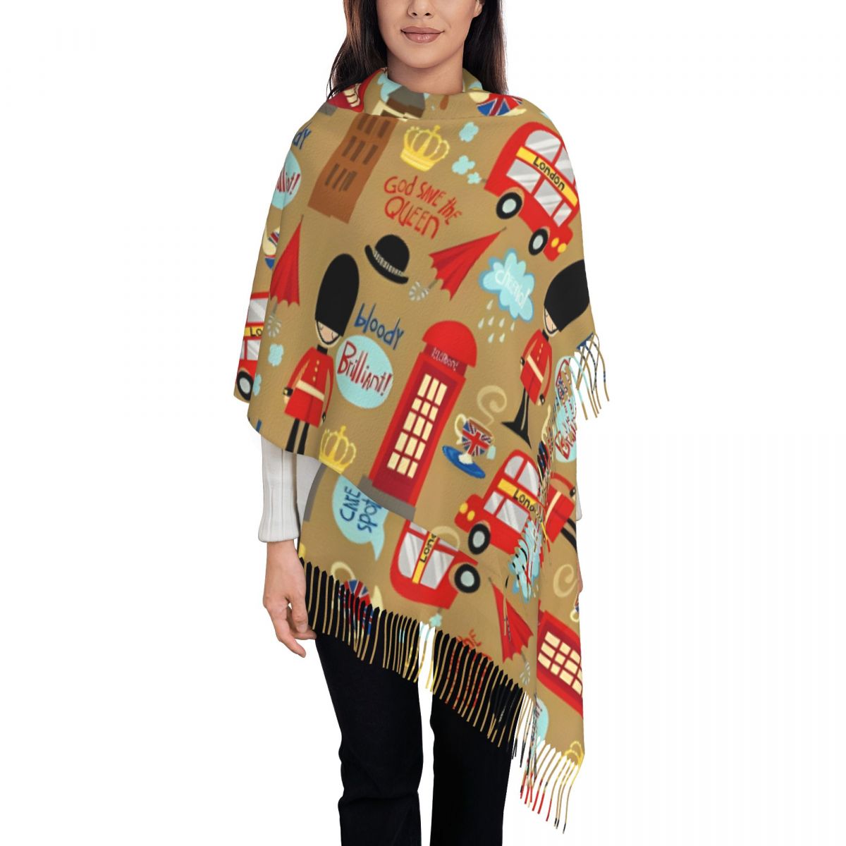 Pashmina Wrap Large - وشاح لندن المسحور للنساء شالات الباشمينا