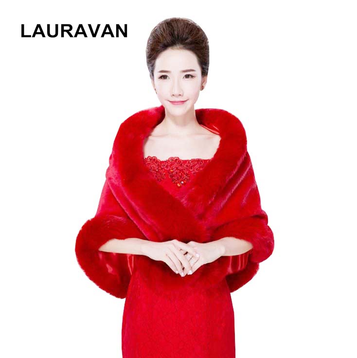 Stole Wedding Shawl - شالات زفاف حمراء شتوية من الفرو