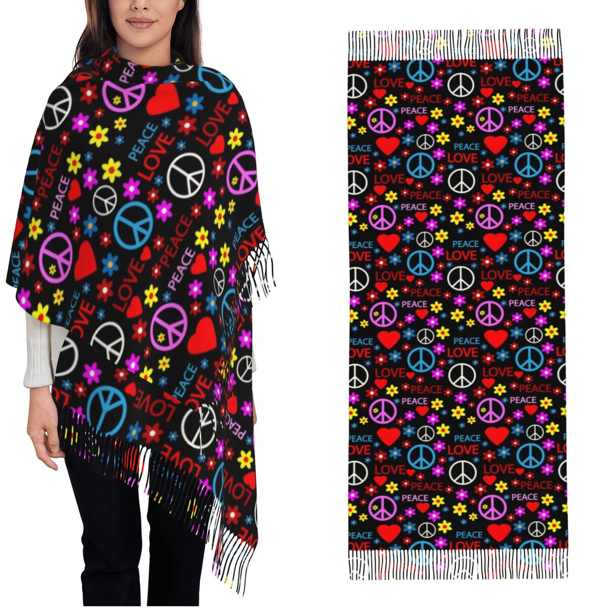 وشاح بنمط الحب من Peace Foral  - مراجعة Pashmina Wrap Large وسعره