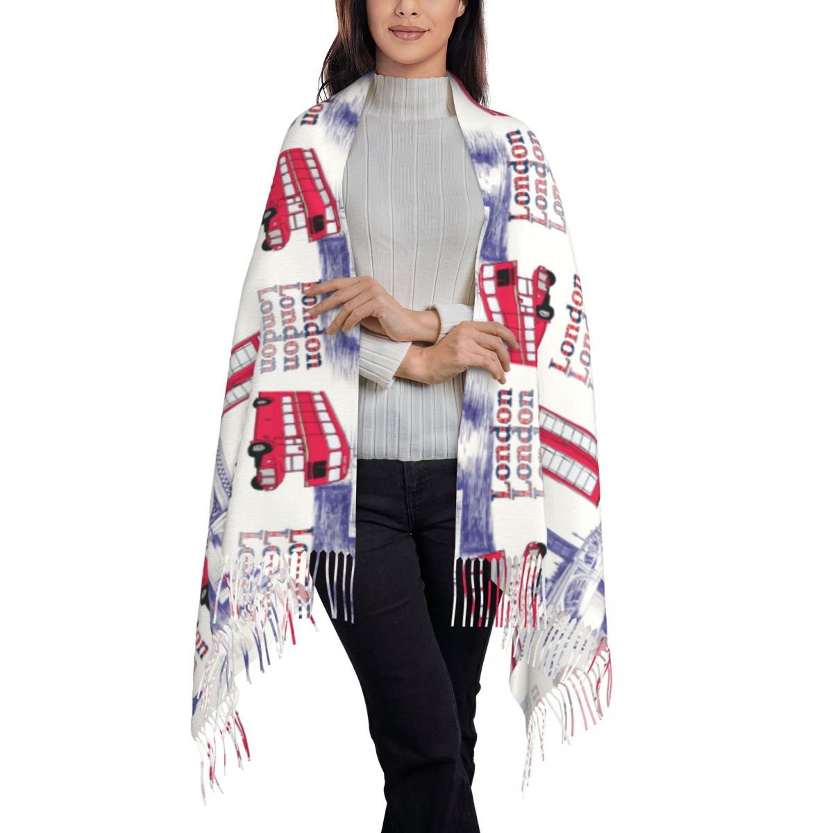 لندن إنجلترا مشاهد شالات يلتف  - مراجعة Pashmina Wrap Large وسعره