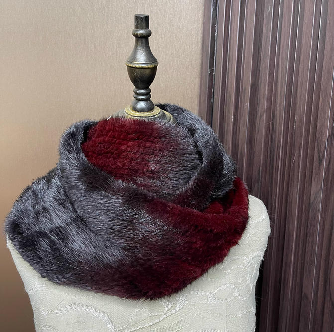 أومبير اللون حقيقية فرو المنك  - مراجعة Infinity Scarf Knit وسعره
