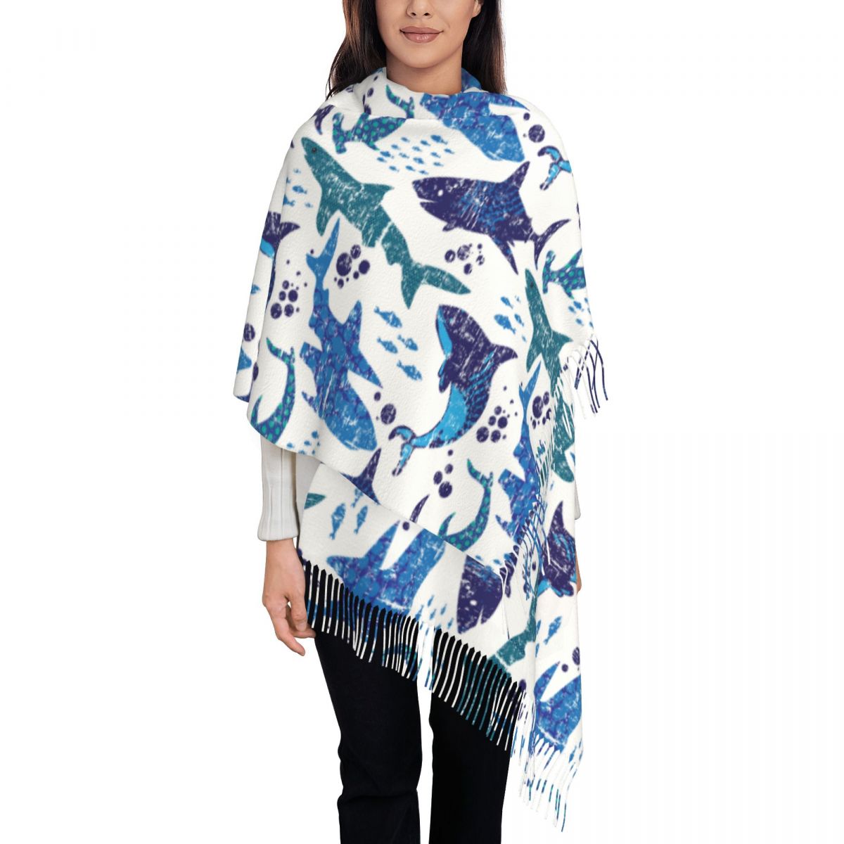 القرش تحت الماء العالم المحيط  - مراجعة Pashmina Wrap Large وسعره