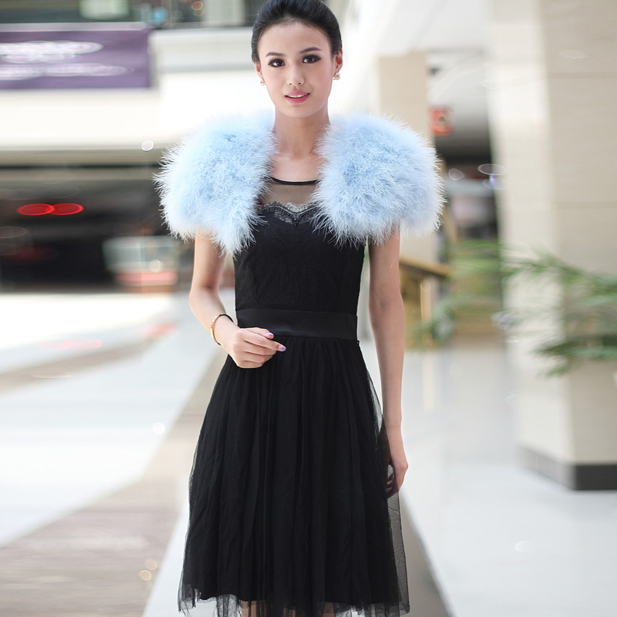 النساء النعامة ريشة بوا شال طب - مراجعة Stole Wedding Shawl وسعره