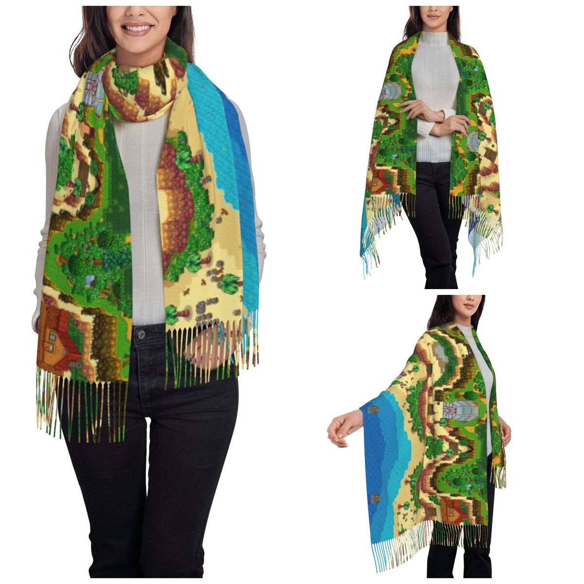 Stardew Valley Map وشاح للنساء - مراجعة Pashmina Wrap Large وسعره