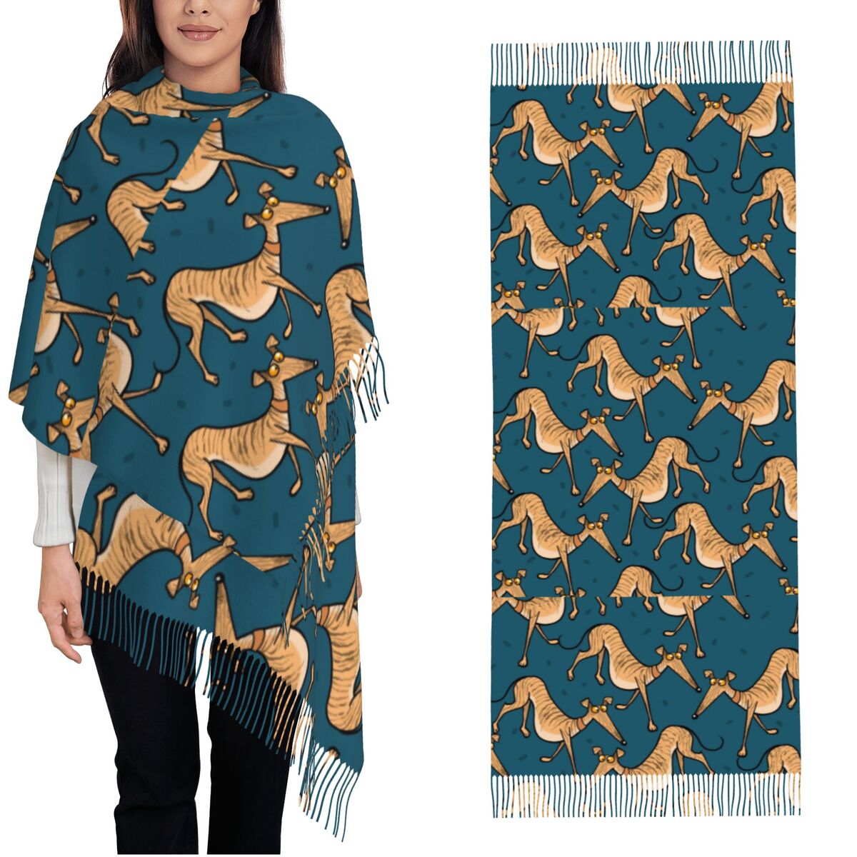 السلوقي الوبت Lurcher شالات ال - مراجعة Pashmina Wrap Large وسعره