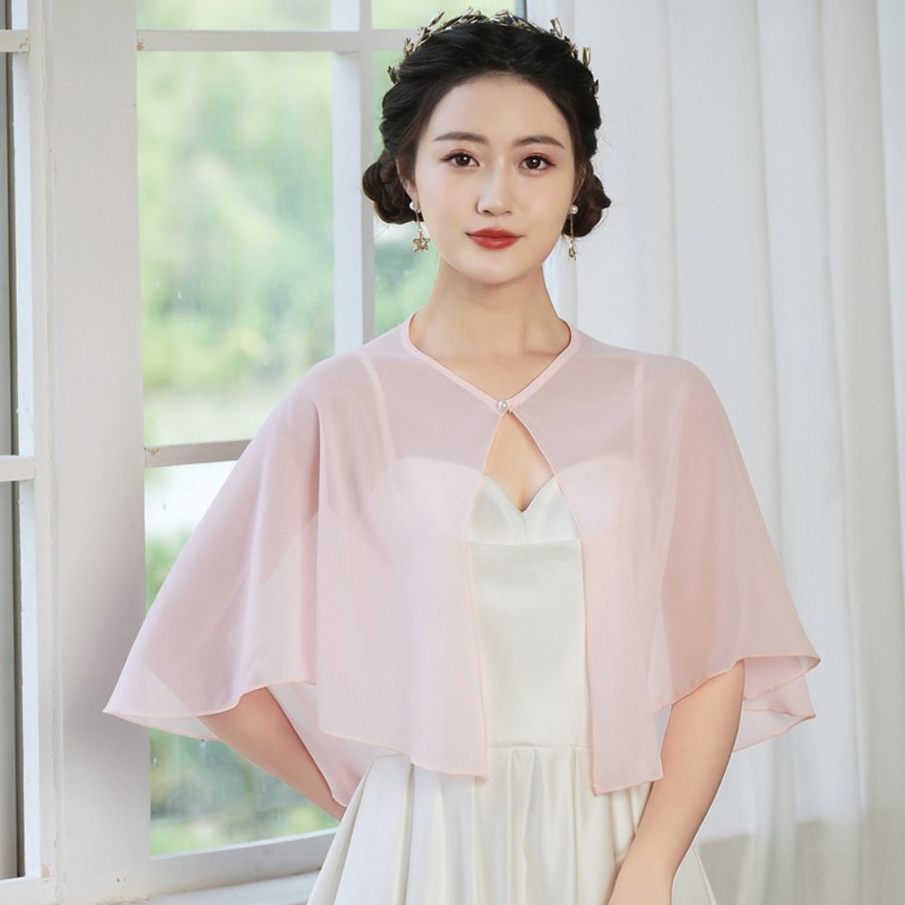 خمر شير الشيفون Capelet تصميم  - مراجعة Stole Wedding Shawl وسعره