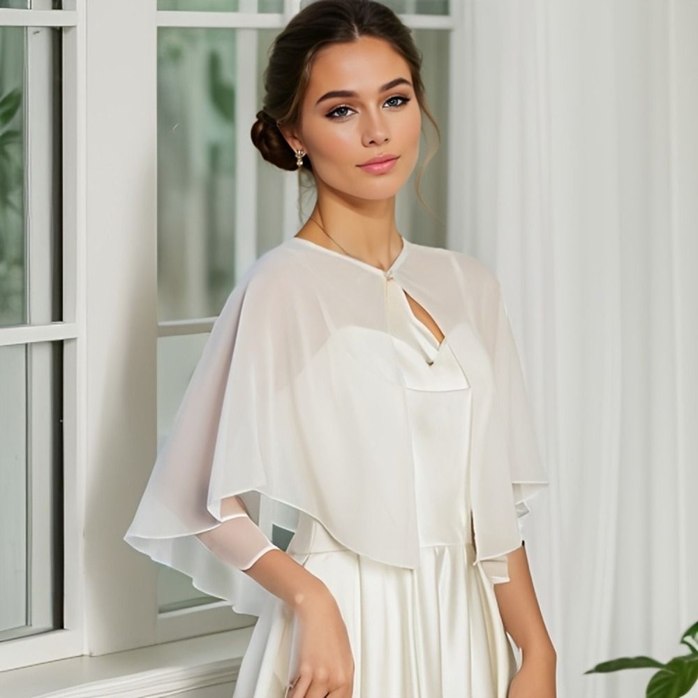 خمر شير الشيفون Capelet تصميم  - مراجعة Stole Wedding Shawl وسعره