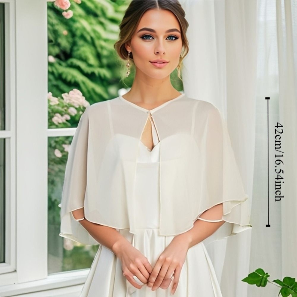 خمر شير الشيفون Capelet تصميم  - مراجعة Stole Wedding Shawl وسعره