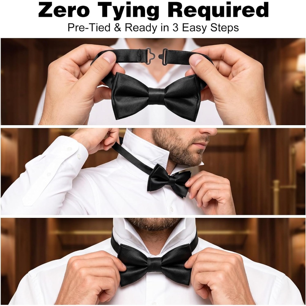 ربطات عنق سوداء من قطعتين، ربط - مراجعة Bow Tie Pre Tied وسعره