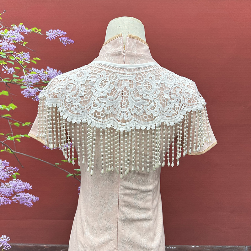 شال لؤلؤي عتيق الطراز بشرّابات - مراجعة Stole Wedding Shawl وسعره