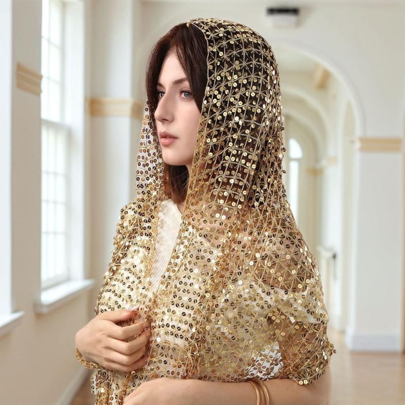 Y3NE مزين بالترتر شال الزفاف ا - مراجعة Stole Wedding Shawl وسعره