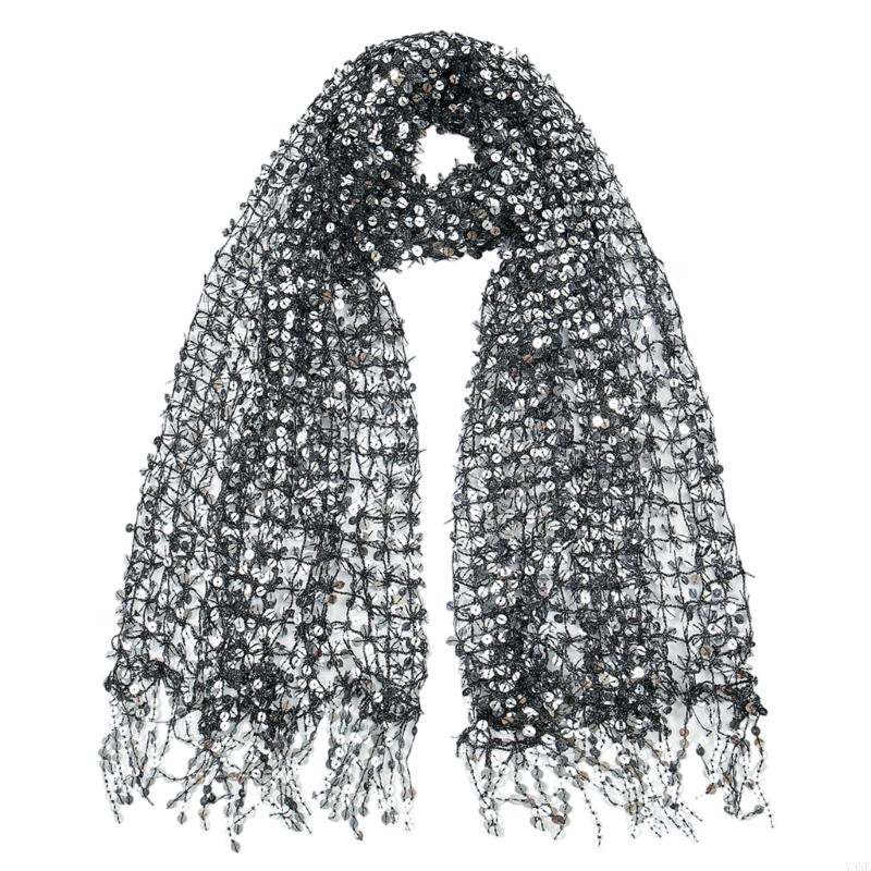 Y3NE مزين بالترتر شال الزفاف ا - مراجعة Stole Wedding Shawl وسعره