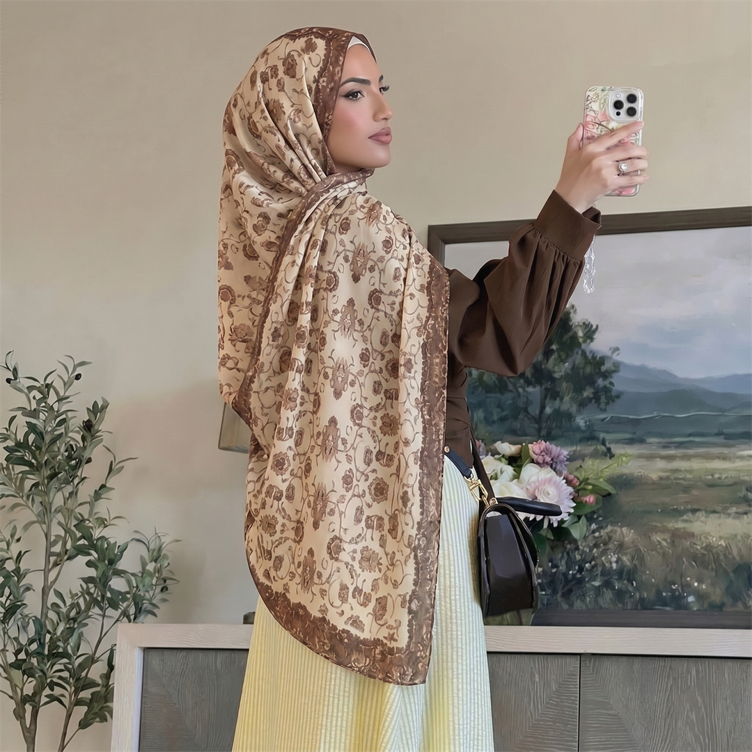 حجاب بطباعة زهور عتيقة، وشاح ن - مراجعة Head Wrap Turban وسعره