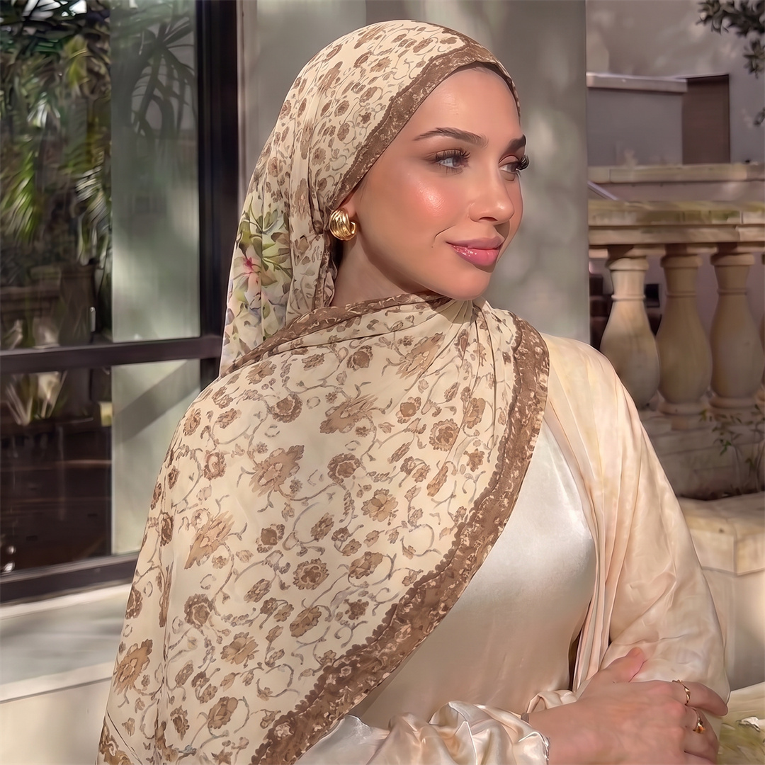 حجاب بطباعة زهور عتيقة، وشاح ن - مراجعة Head Wrap Turban وسعره
