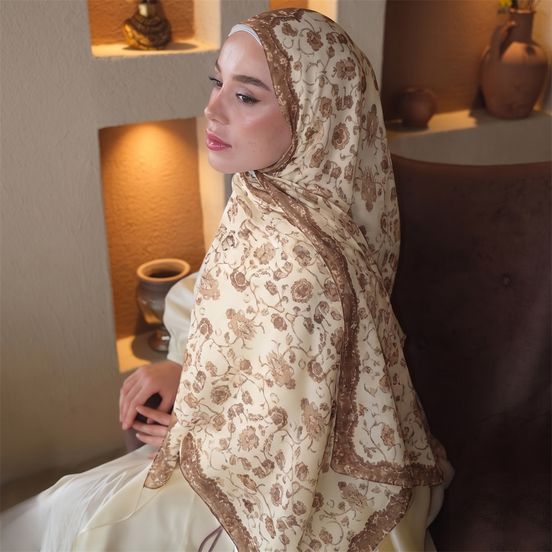 حجاب بطباعة زهور عتيقة، وشاح ن - مراجعة Head Wrap Turban وسعره